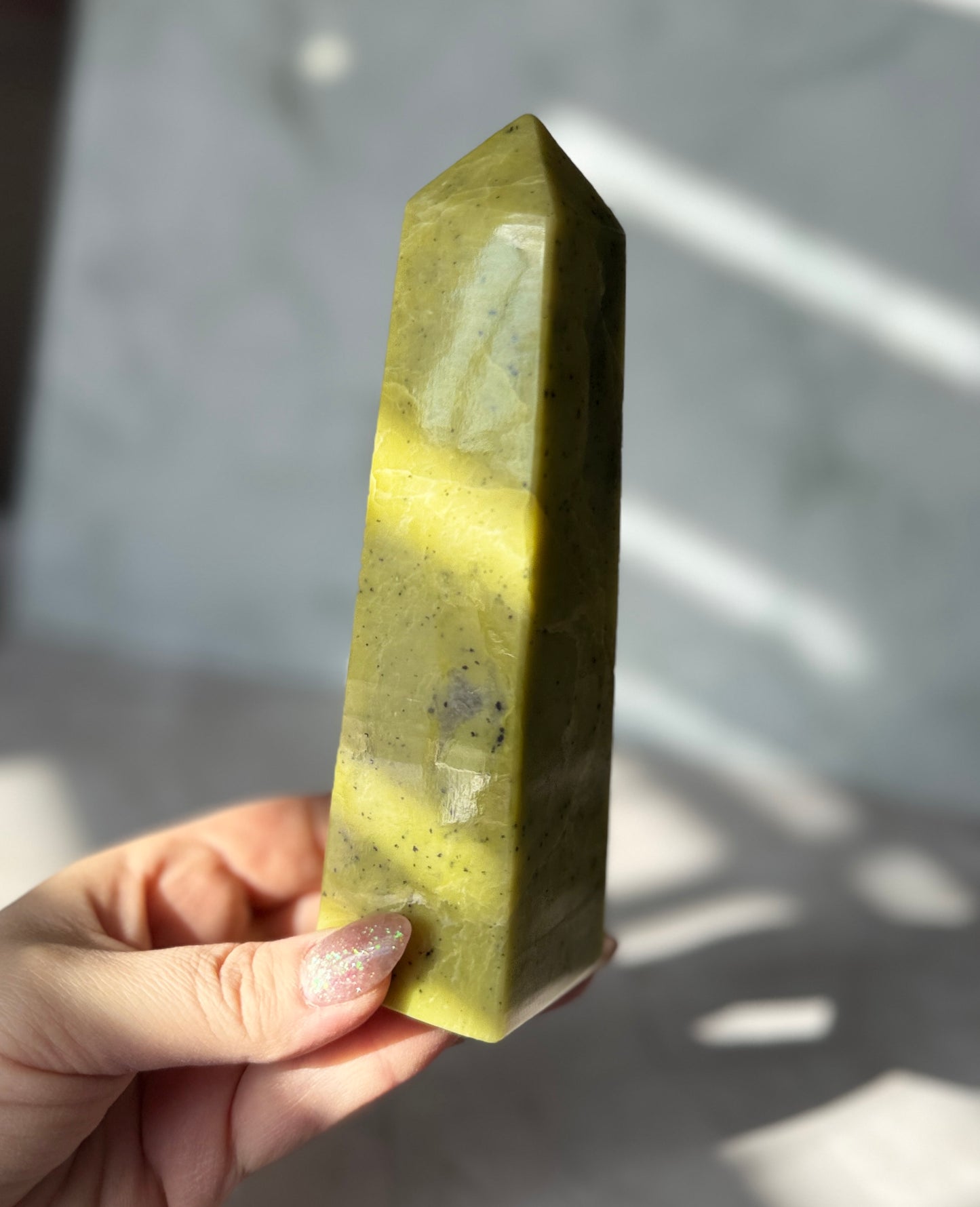 Green Serpentine Crystal Tower | Polished Serpentine Point