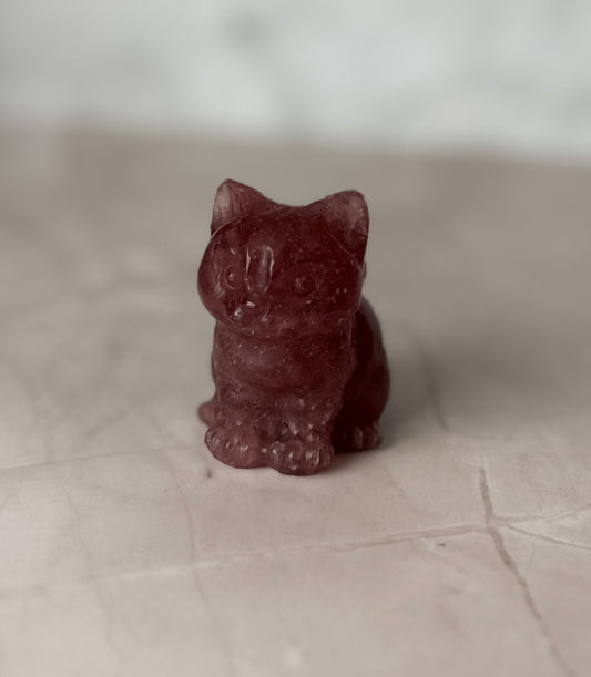 Standing Cat Crystal Carving