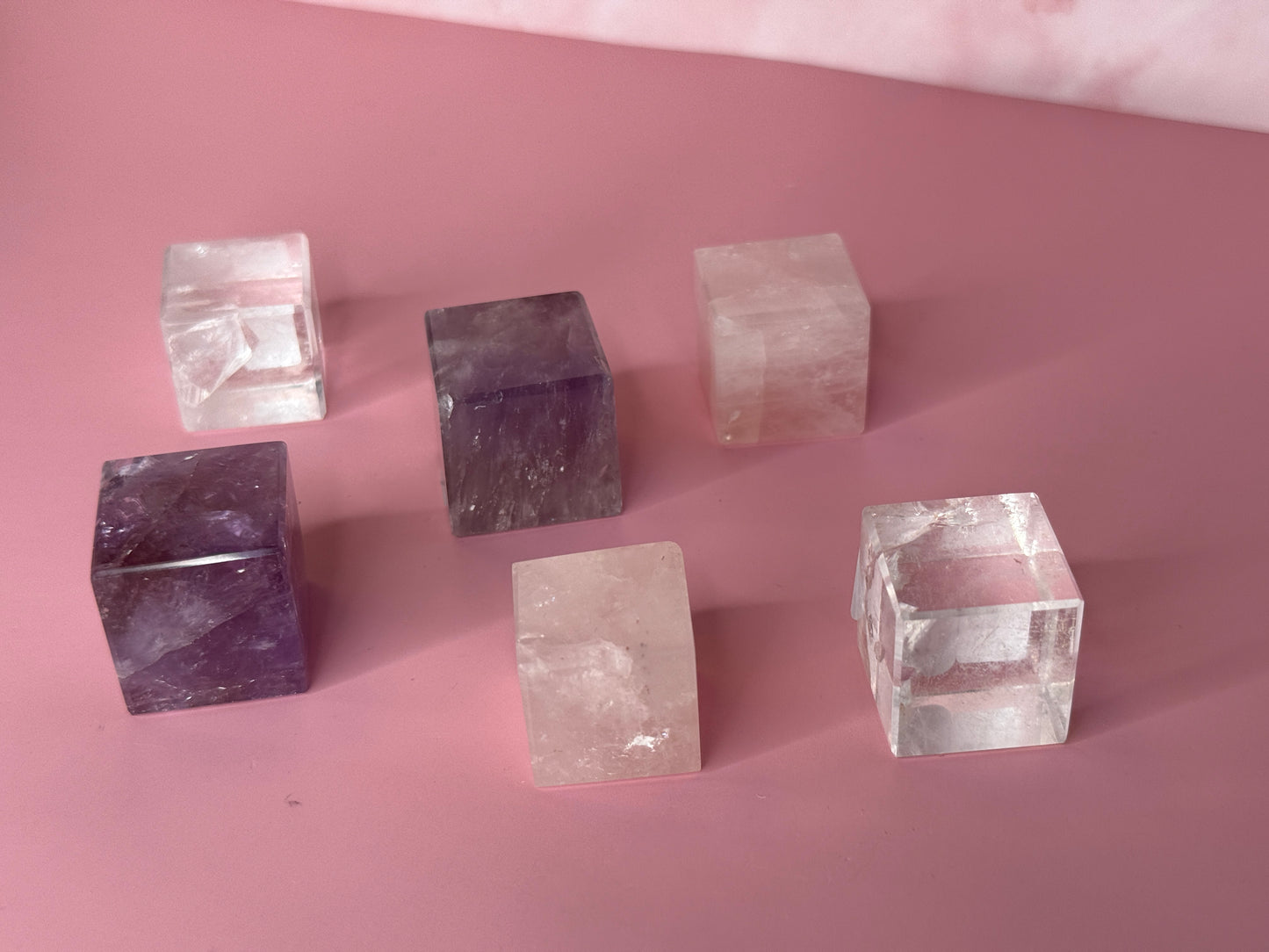 Clear Quartz, Amethyst Rose Quartz Crystal Cubes