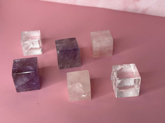 Clear Quartz, Amethyst Rose Quartz Crystal Cubes