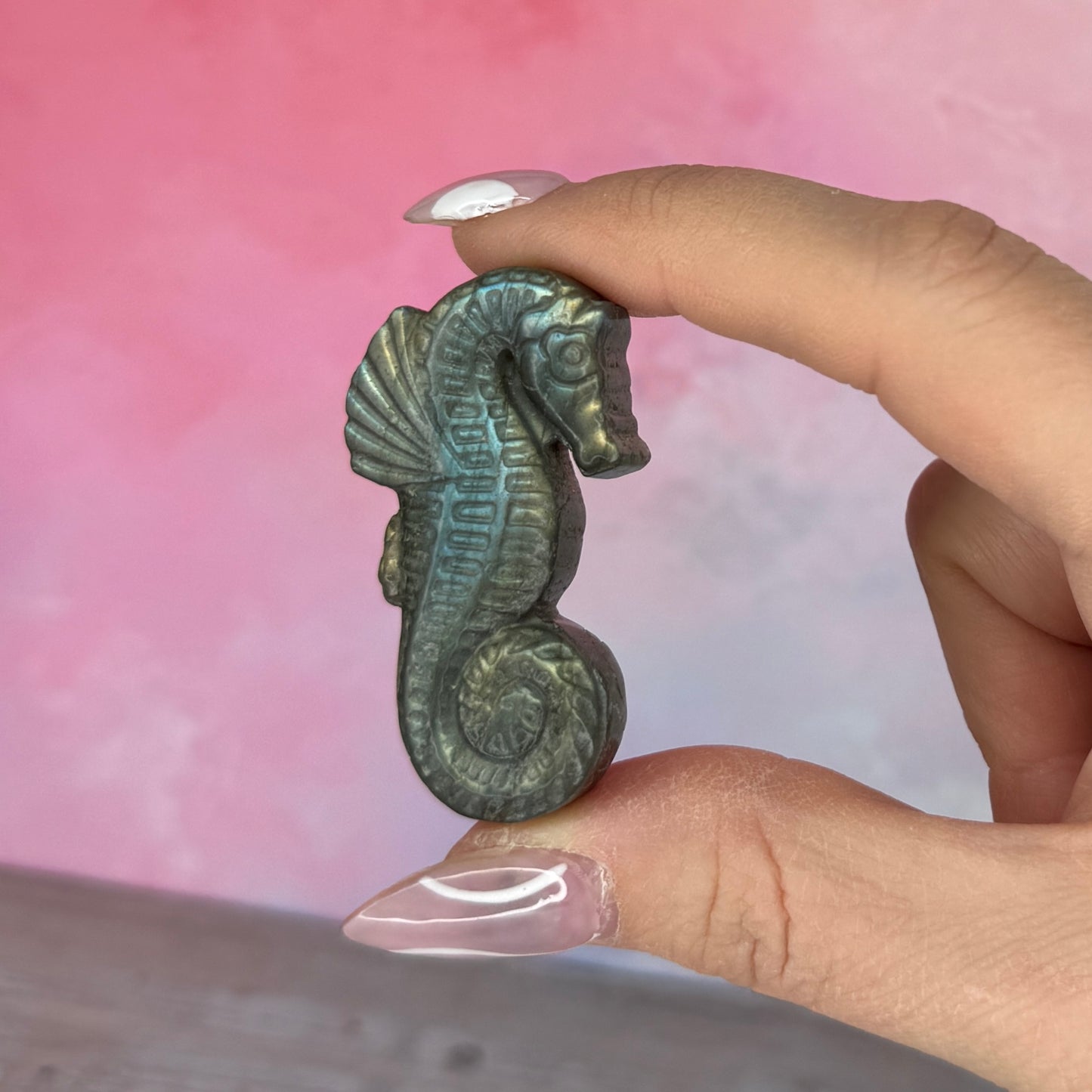 Labradorite Seahorse Carving